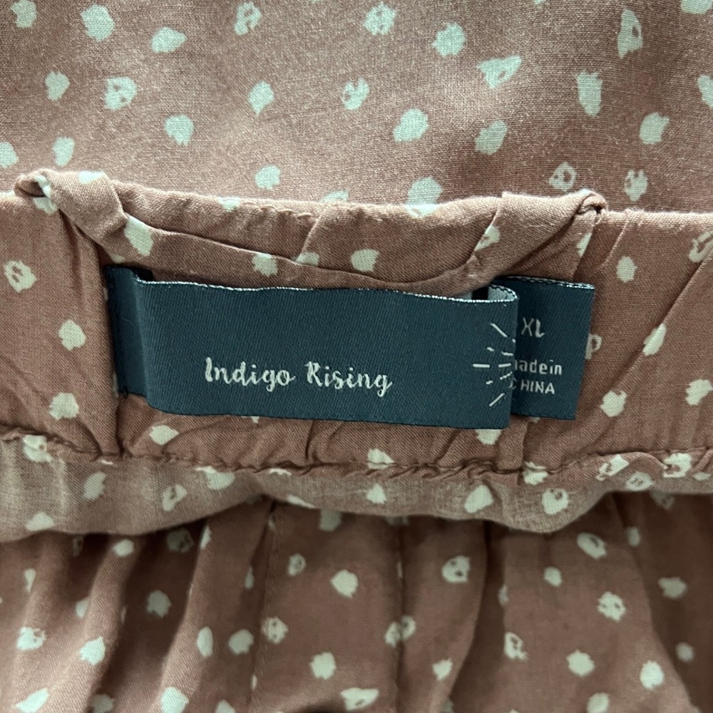 Indigo Rising Mauve Pink White Polka Dot Mini Skirt XL Boho Coquette Shabby Chic - Picture 4 of 6